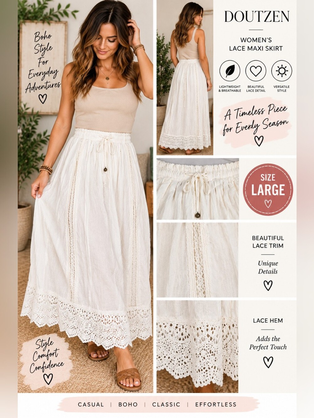 Doutzens Women's large white lace maxi skirt #30